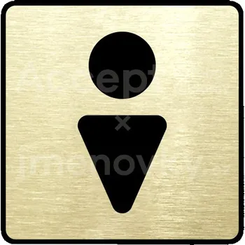 Značení Zlatý piktogram "WC muži II" s černým&nbsp;textem a rámečkem&nbsp;-