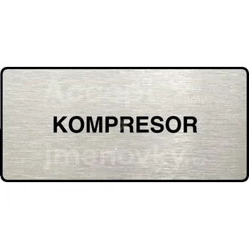 Informační tabulka Stříbrný piktogram "KOMPRESOR" s černým textem a rámečkem - 160 x 80 mm