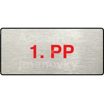 Značení Stříbrný&nbsp;piktogram "1. PP" s červeným textem a rámečkem&nbsp;-