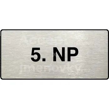 Značení Stříbrný piktogram "5. NP" s černým textem a rámečkem -