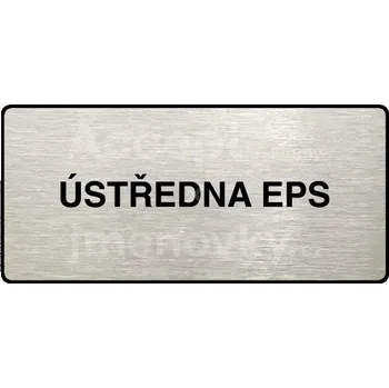 Informační tabulka Stříbrný piktogram "ÚSTŘEDNA EPS" s černým&nbsp;textem a rámečkem&nbsp;-