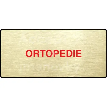 Informační tabulka Zlatý&nbsp;piktogram "ORTOPEDIE" s červeným textem a rámečkem&nbsp;-