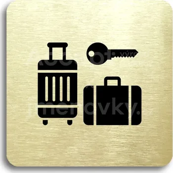 Informační tabulka Zlatý piktogram "úschovna zavazadel IV" s černým textem bez rámečku - 80 x 80 mm