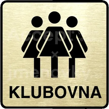 Informační tabulka Zlatý piktogram "klubovna III" s černým textem a rámečkem -