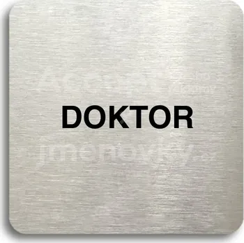 Informační tabulka Stříbrný piktogram "doktor" s černým textem bez rámečku -