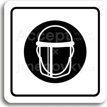 Informační tabulka Bílý piktogram "ochranný štít IV" s černým textem a rámečkem&nbsp;-