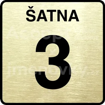 Informační tabulka Zlatý piktogram "šatna 3" s černým&nbsp;textem a rámečkem&nbsp;-