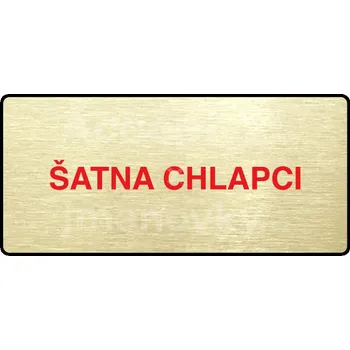 Informační tabulka Zlatý&nbsp;piktogram "ŠATNA CHLAPCI" s červeným textem a rámečkem&nbsp;-