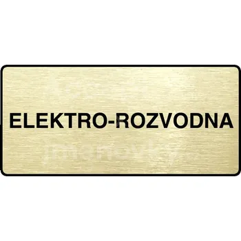Informační tabulka Zlatý piktogram "ELEKTRO-ROZVODNA" s černým&nbsp;textem a rámečkem&nbsp;-