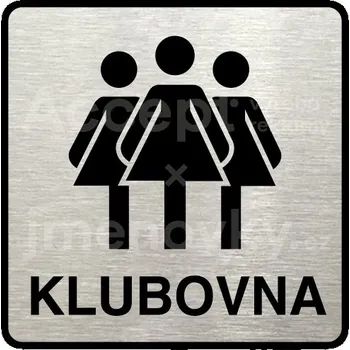 Informační tabulka Stříbrný piktogram "klubovna III" s černým textem a rámečkem -