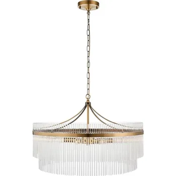 Endon 112574 - Lustr na řetězu MARIETTA GRAND 7xE14/7W/230V mosaz/čirá