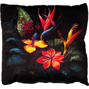 Povlak na dekorativní polštářek Povlak na polštář 40x40 na zip velur - Exotické květy Strelície