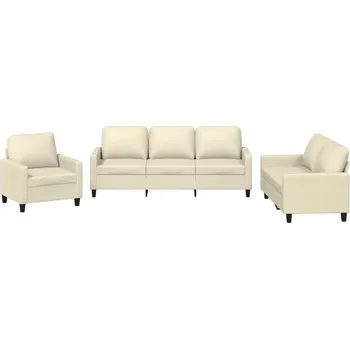 Sedací souprava Sedací souprava krémová 3+2+1 umělá kůže/kov/překližka