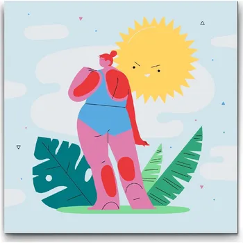 Malování podle čísel - Ilustrace - Opalování Velikost: 30x30cm, Rámování: Pouze srolované plátno