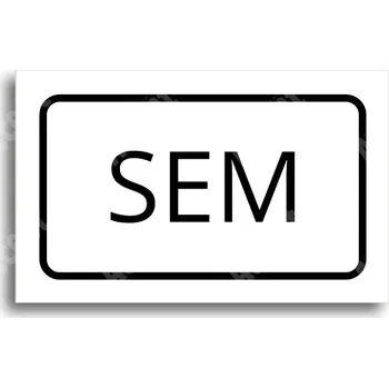 Informační tabulka Bílý piktogram "SEM - TAM - typ 29" s černým textem a rámečkem - 80 x 50 mm