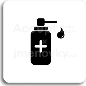 Informační tabulka Bílý piktogram "dezinfekce X" s černým textem bez rámečku -