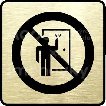 Informační tabulka Zlatý piktogram "neklepat! III" s černým textem a rámečkem -