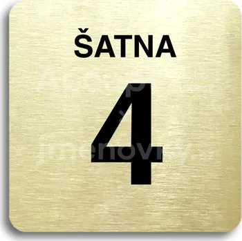 Informační tabulka Zlatý piktogram "šatna 4" s černým&nbsp;textem bez rámečku&nbsp;-