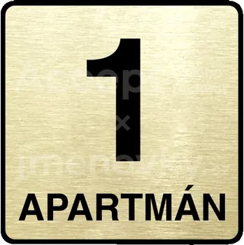 Informační tabulka Zlatý piktogram "1 apartmán" s černým&nbsp;textem a rámečkem&nbsp;-