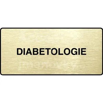 Informační tabulka Zlatý piktogram "DIABETOLOGIE" s černým textem a rámečkem -
