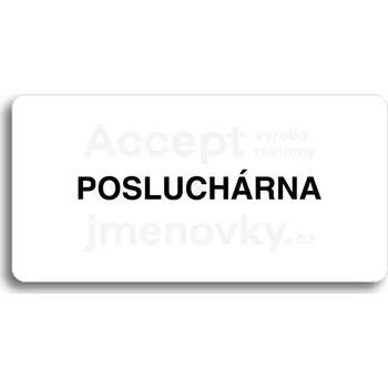Informační tabulka Bílý piktogram "POSLUCHÁRNA" s černým textem bez rámečku&nbsp;-