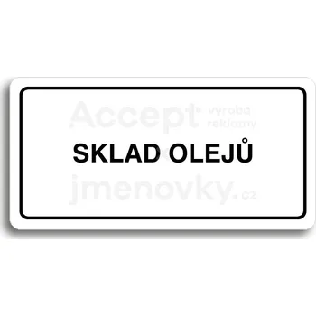 Značení Bílý piktogram "SKLAD OLEJŮ" s černým textem a rámečkem&nbsp;-