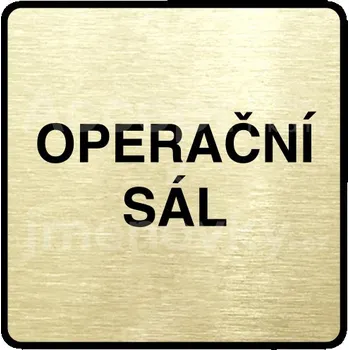 Informační tabulka Zlatý piktogram "operační sál" s černým&nbsp;textem a rámečkem&nbsp;-