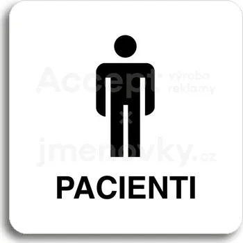 Informační tabulka Bílý piktogram "pacienti II" s černým textem bez rámečku&nbsp;-