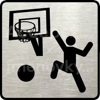 Informační tabulka Stříbrný piktogram "tělocvična II" s černým&nbsp;textem a rámečkem&nbsp;-