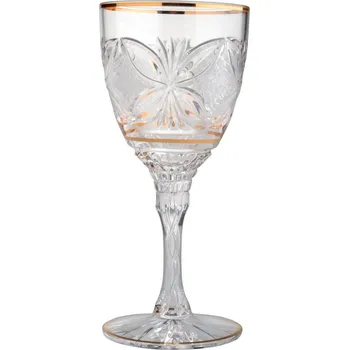 Sklenice Broušená zlacená sklenice 220 ml, Glamour Crystal, 6 ks