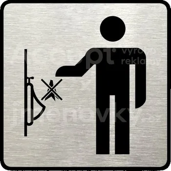 Informační tabulka Stříbrný piktogram "zákaz vhazování předmětů do pisoáru" s černým&nbsp;textem a rámečkem&nbsp;-