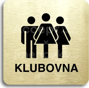 Informační tabulka Zlatý piktogram "klubovna V" s černým&nbsp;textem bez rámečku&nbsp;-