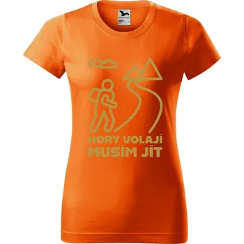 Dámské tričko DOBRÝ TRIKO Dámské tričko s potiskem Hory volají, musím jít Barva: Oranžová, Velikost: S