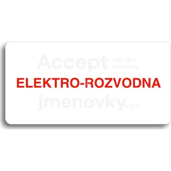Značení Bílý piktogram "ELEKTRO-ROZVODNA" s červeným textem bez rámečku&nbsp;-