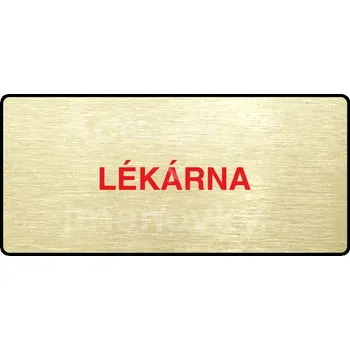 Značení Zlatý&nbsp;piktogram "LÉKÁRNA" s červeným textem a rámečkem&nbsp;-
