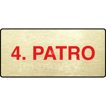 Značení Zlatý&nbsp;piktogram "4. PATRO" s červeným textem a rámečkem&nbsp;-