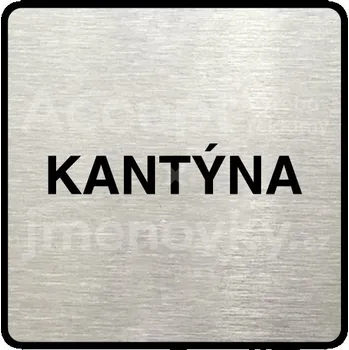 Informační tabulka Stříbrný piktogram "kantýna" s černým textem a rámečkem -