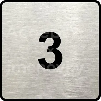 Informační tabulka Stříbrný piktogram "číslo" s černým&nbsp;textem a rámečkem&nbsp;-