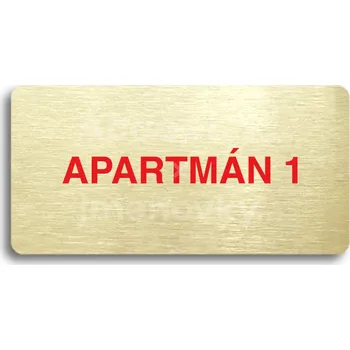 Informační tabulka Zlatý&nbsp;piktogram "APARTMÁN 1" s červeným textem bez rámečku&nbsp;-