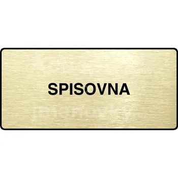 Informační tabulka Zlatý piktogram "SPISOVNA" s černým&nbsp;textem a rámečkem&nbsp;-