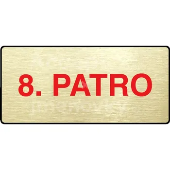 Informační tabulka Zlatý&nbsp;piktogram "8. PATRO" s červeným textem a rámečkem&nbsp;-