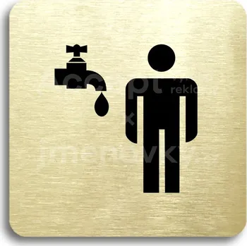Informační tabulka Zlatý piktogram "umývárna muži" s černým&nbsp;textem bez rámečku&nbsp;-