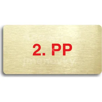 Informační tabulka Zlatý&nbsp;piktogram "2. PP" s červeným textem bez rámečku&nbsp;-