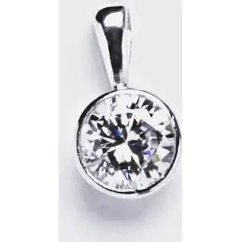 Přívěsek Zlatý přívěsek , bílé zlato , čirý zirkon - P 1050 (zirkon 6 mm)