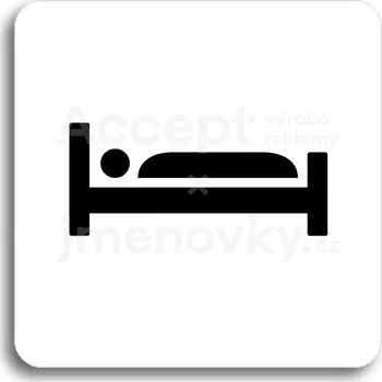 Značení Bílý piktogram "pokoje" s černým textem bez rámečku&nbsp;-