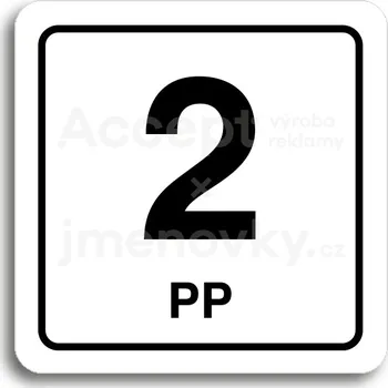 Značení Bílý piktogram "2 PP" s černým textem a rámečkem&nbsp;-