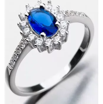 Prsten Dámský prsten stříbro 925 zirkon safír GST-11267 velikost 60