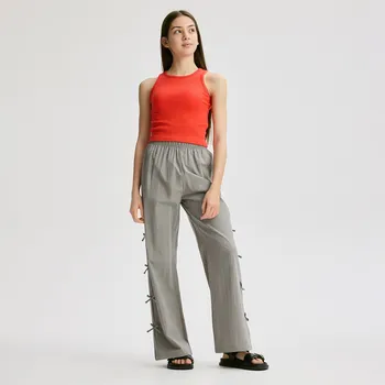 Dívčí kalhoty Reserved - Kalhoty s vázáním na nohavicích - tmavě šedá - 763EX-90X - 763EX-90X-116