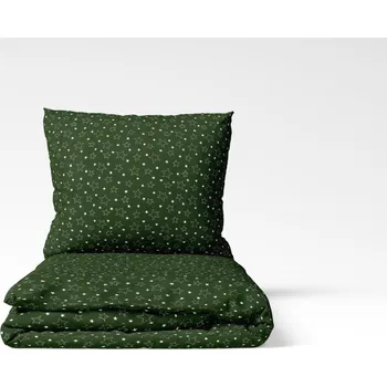 Povlečení Vánoční bavlněné povlečení - bílé hvězdy na zelené