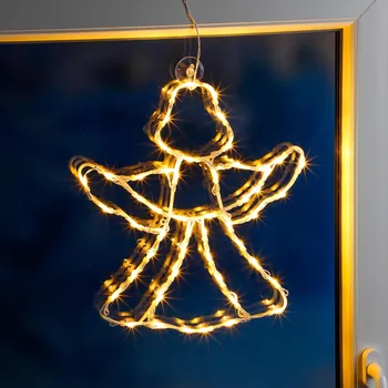 Vánoční dekorace Haushalt international Světelná dekorace do okna Anděl 492369 42 cm bílá